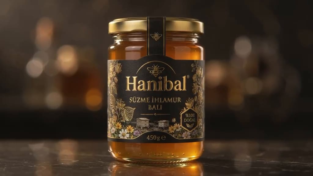 Hanibal Süzme Ihlamur Balı 450 g siyah-altın etiketli kavanoz